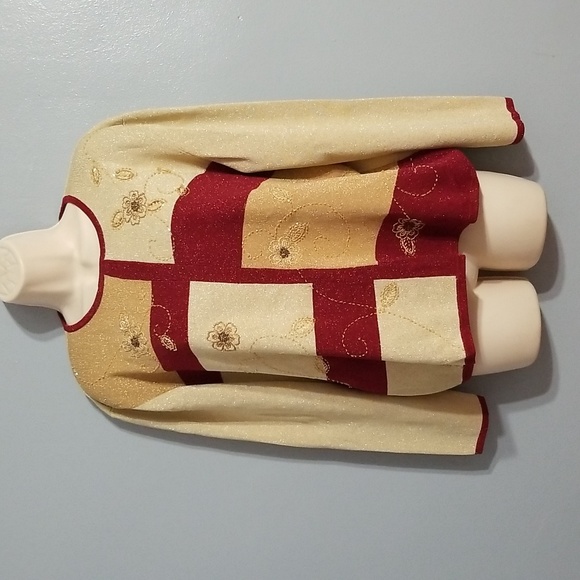 Alfred dunner XL gold &burgundy embroidered floral with gold sparkle and beading - Picture 4 of 17